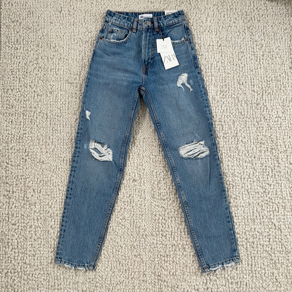 Zara Distressed Mom Jeans NWT